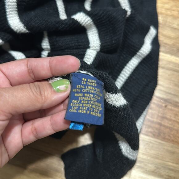 Polo Ralph Lauren Black Striped Mock Neck Sweater – Button Shoulder, Women’s - Picture 9 of 9